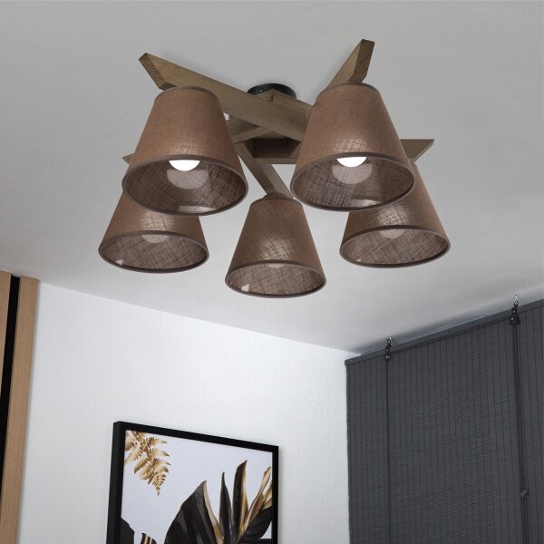 Brilagi - LED Prisadený luster ANTHONY 5xE14/40W/230V dub orech/hnedá