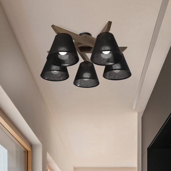 Brilagi - LED Prisadený luster ANTHONY 5xE14/40W/230V dub orech/čierna