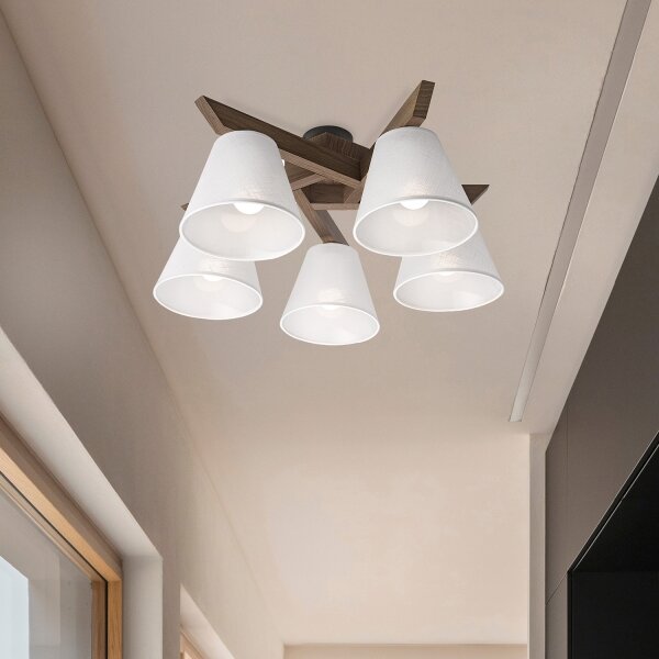 Brilagi - LED Prisadený luster ANTHONY 5xE14/40W/230V dub orech/biela