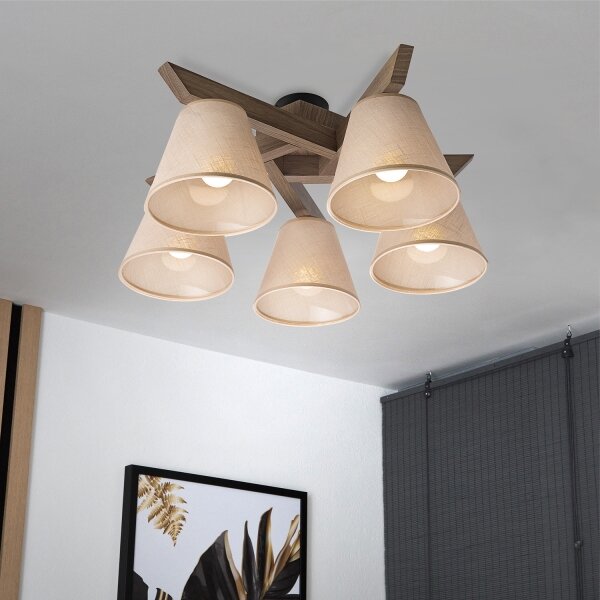 Brilagi - LED Prisadený luster ANTHONY 5xE14/40W/230V dub orech/béžová