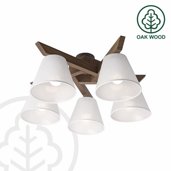 Brilagi - LED Prisadený luster ANTHONY 5xE14/40W/230V dub orech/biela