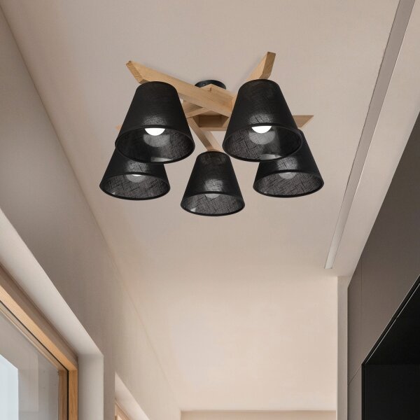 Brilagi - LED Prisadený luster ANTHONY 5xE14/40W/230V dub/čierna