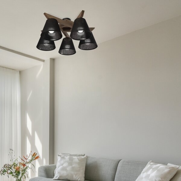 Brilagi - LED Prisadený luster ANTHONY 5xE14/40W/230V dub orech/čierna