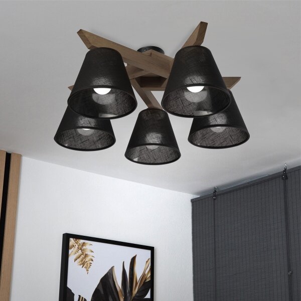Brilagi - LED Prisadený luster ANTHONY 5xE14/40W/230V dub orech/čierna