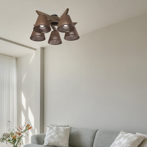 Brilagi - LED Prisadený luster ANTHONY 5xE14/40W/230V dub orech/hnedá