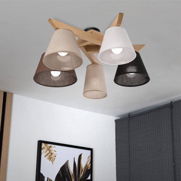 Brilagi - LED Prisadený luster ANTHONY 5xE14/40W/230V dub