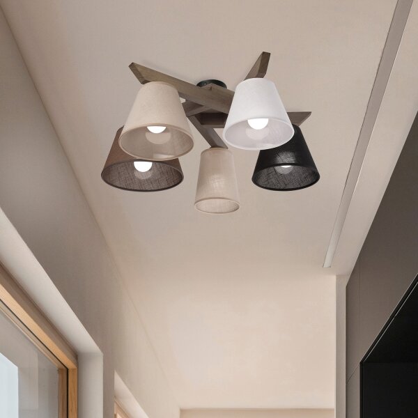 Brilagi - LED Prisadený luster ANTHONY 5xE14/40W/230V dub orech