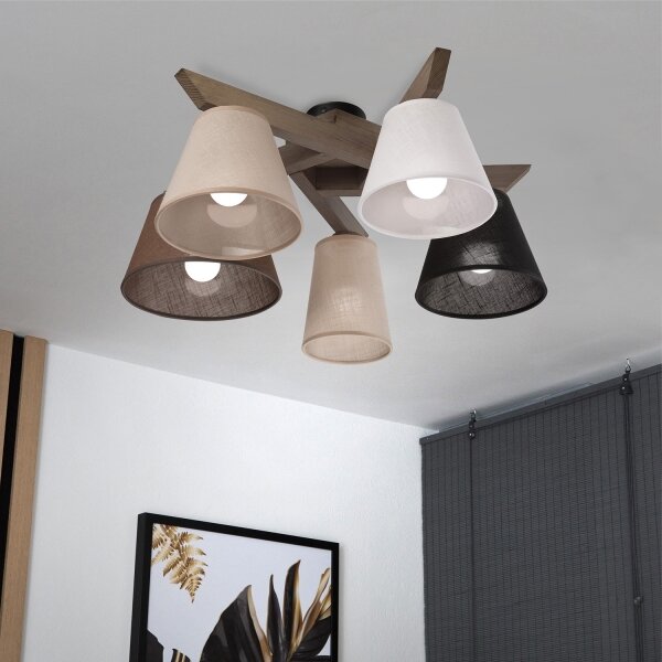 Brilagi - LED Prisadený luster ANTHONY 5xE14/40W/230V dub orech