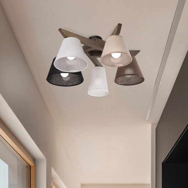 Brilagi - LED Prisadený luster ANTHONY 5xE14/40W/230V dub orech