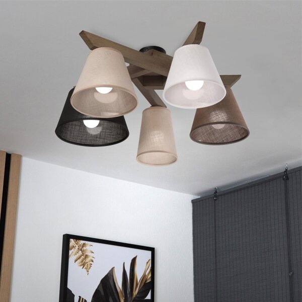 Brilagi - LED Prisadený luster ANTHONY 5xE14/40W/230V dub orech