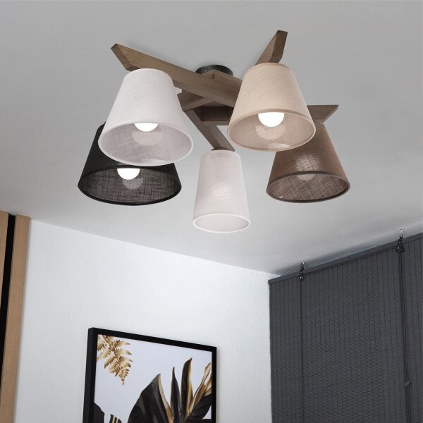 Brilagi - LED Prisadený luster ANTHONY 5xE14/40W/230V dub orech