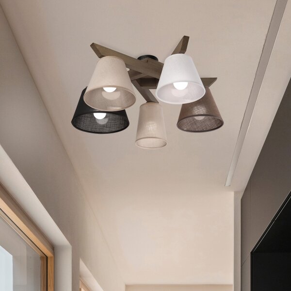 Brilagi - LED Prisadený luster ANTHONY 5xE14/40W/230V dub orech