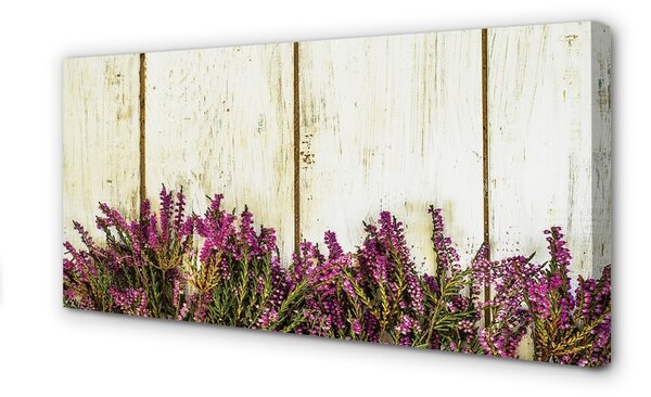 Obraz canvas Fialové kvety dosky 100x50 cm