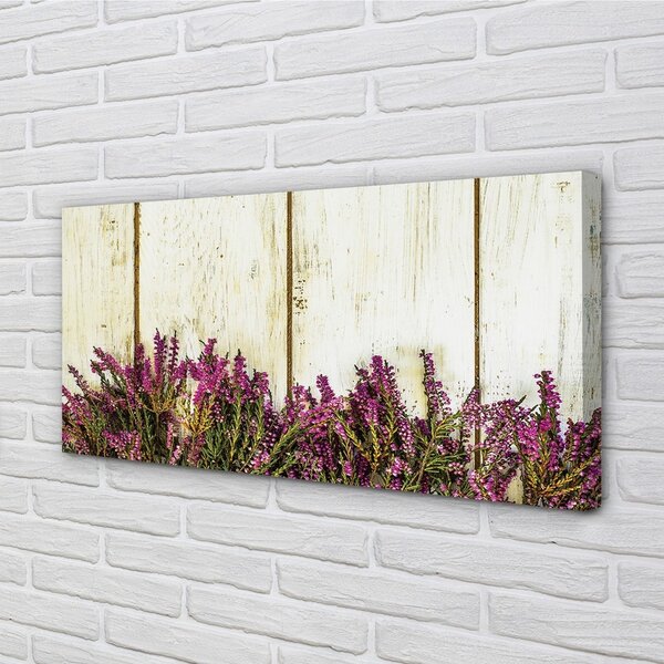 Obraz canvas Fialové kvety dosky 100x50 cm