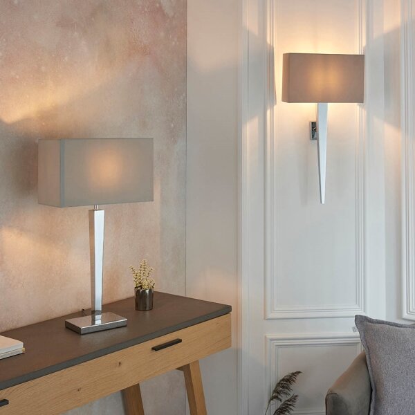 Endon 56707 - Stolná lampa MORETO 1xE27/60W/230V lesklý chróm/šedá
