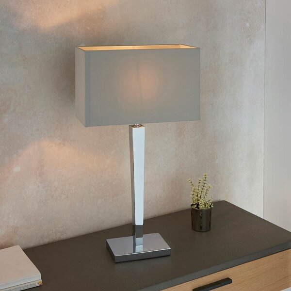 Endon 56707 - Stolná lampa MORETO 1xE27/60W/230V lesklý chróm/šedá