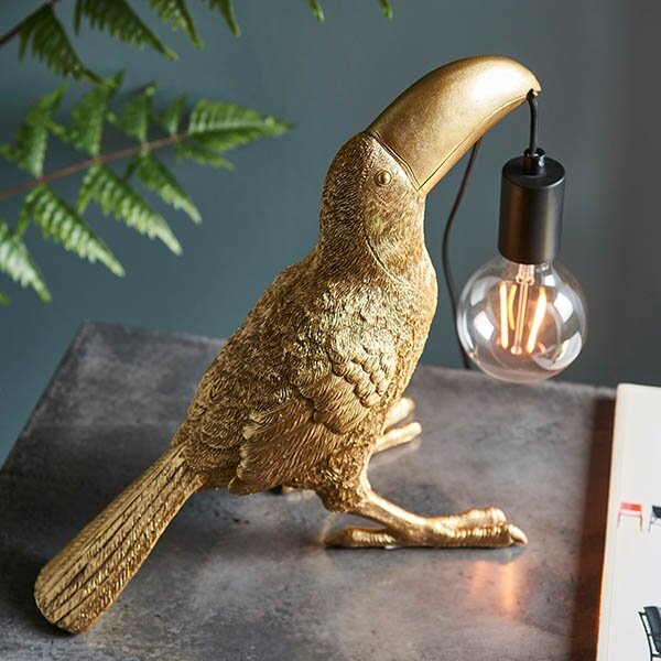 Endon 95077 - Stolná lampa TOCO TOUCAN 1xE27/10W/230V zlatá
