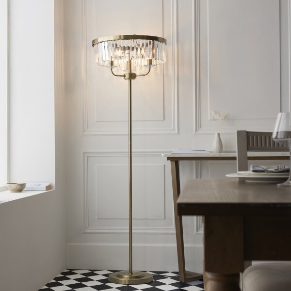Endon 110644 - Stojacia lampa CHESTERFIELD 3xE14/6W/230V mosadz
