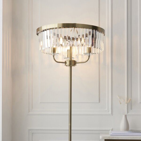 Endon 110644 - Stojacia lampa CHESTERFIELD 3xE14/6W/230V mosadz