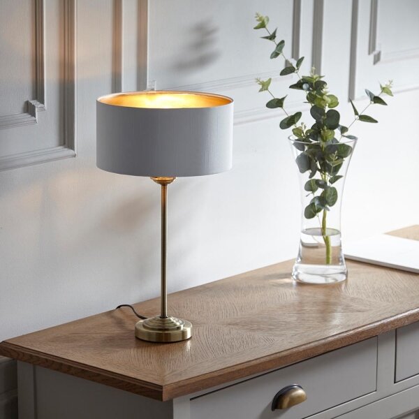 Endon 104054 - Stolná lampa HIGHCLERE 1xE14/7W/230V biela/mosadz pr. 25 cm