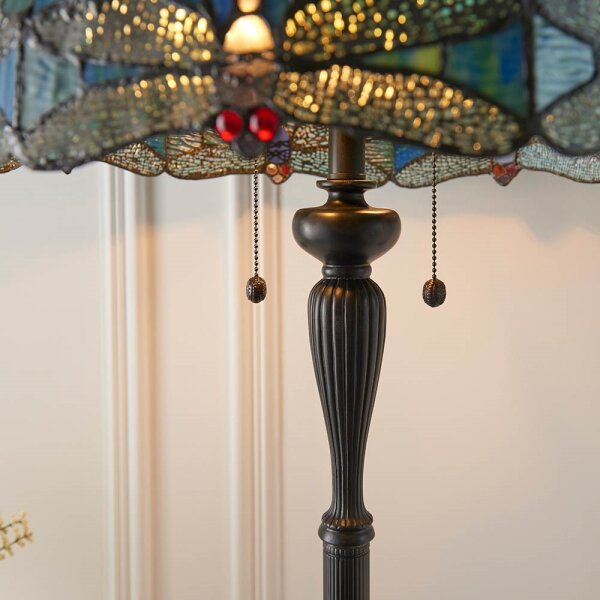 Endon 64069 - Stojacia lampa Tiffany DRAGONFLY 2xE27/60W/230V, priemer 50 cm