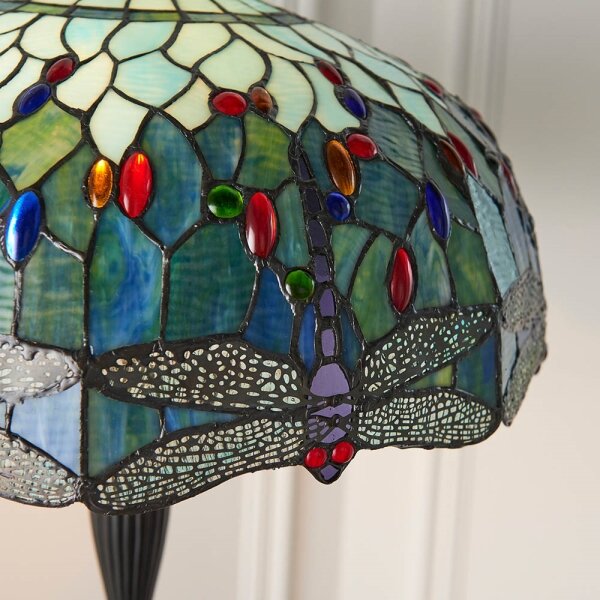 Endon 64069 - Stojacia lampa Tiffany DRAGONFLY 2xE27/60W/230V, priemer 50 cm