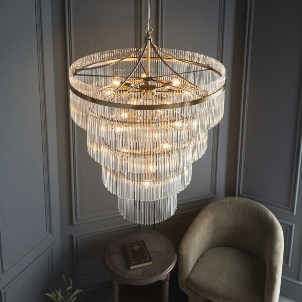 Endon 112576 - Luster na reťazi MARIETTA 16xE14/6W/230V mosadz/číra