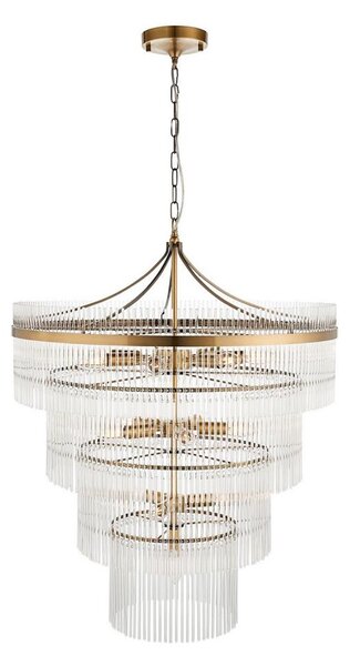 Endon 112576 - Luster na reťazi MARIETTA 16xE14/6W/230V mosadz/číra
