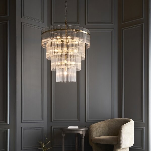 Endon 112576 - Luster na reťazi MARIETTA 16xE14/6W/230V mosadz/číra