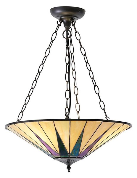 Endon 70754 - Luster na reťazi Tiffany DARK STAR 3xE27/60W/230V pr. 49 cm