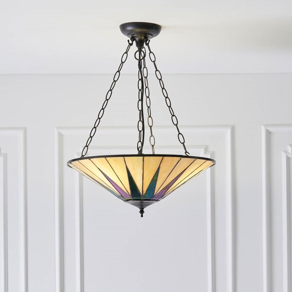 Endon 70754 - Luster na reťazi Tiffany DARK STAR 3xE27/60W/230V pr. 49 cm