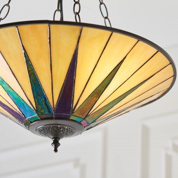 Endon 70754 - Luster na reťazi Tiffany DARK STAR 3xE27/60W/230V pr. 49 cm