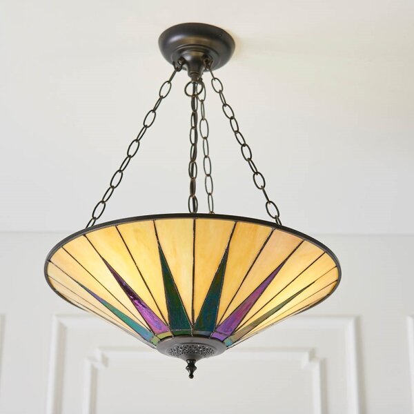 Endon 70754 - Luster na reťazi Tiffany DARK STAR 3xE27/60W/230V pr. 49 cm