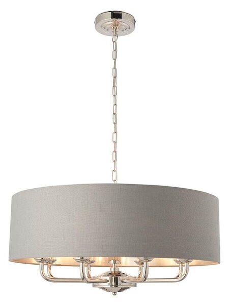 Endon 94415 - Luster na reťazi HIGHCLERE 8xE14/40W/230V šedá/lesklý chróm