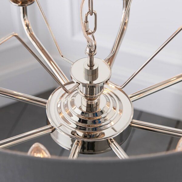Endon 94415 - Luster na reťazi HIGHCLERE 8xE14/40W/230V šedá/lesklý chróm