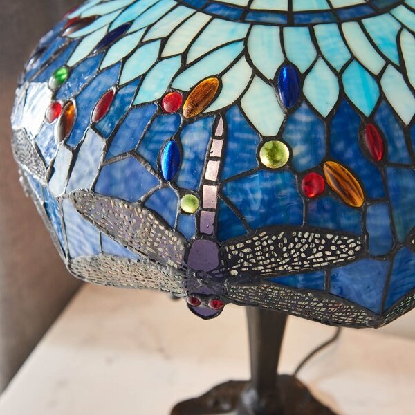 Endon 64089 - Stolná lampa Tiffany DRAGONFLY 2xE27/60W/230V priemer 41 cm