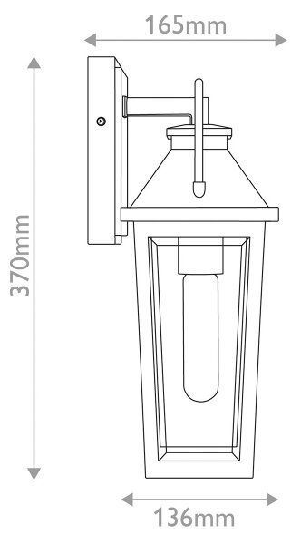 Quoizel QZ-BUCKLEY-S-MBK - Vonkajšie nástenné svietidlo S BUCKLEY 1xE27/40W/230V IP44