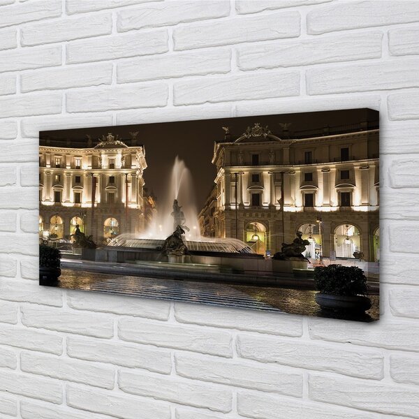 Obraz na plátne Rome Fountain Square v noci 100x50 cm