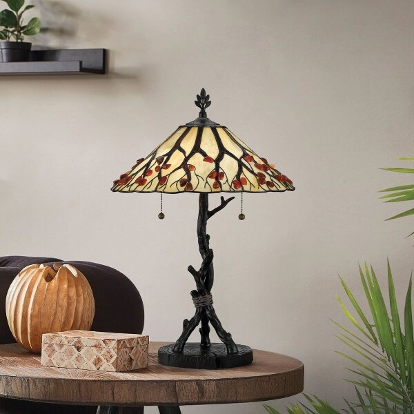 Quoizel QZ-WHISPERING-TL-VB - Stolová lampa Tiffany WHISPERING 2xE27/60W/230V