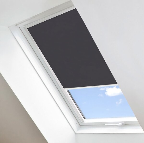 Látková roleta na strešné okná, BASIC, Tmavo šedá, LT 111 , 35 x 54 cm, Farba profilu: Biela