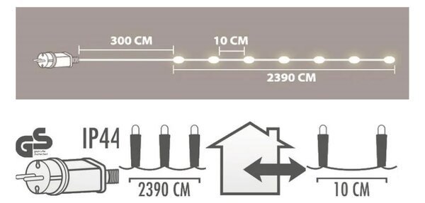 Svetelný reťaz 240 LED vonkajší/vnútorný 23,9 m, biela