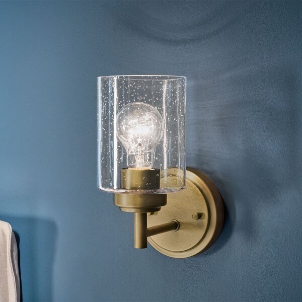 Kichler KL-WINSLOW-1W-NBR - Nástenná lampa WINSLOW 1xE27/60W/230V mosadz