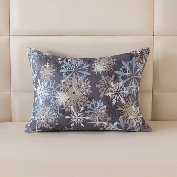 Obliečka na vankúš z mikrovlákna SNOWFLAKE 70x90 cm, modrosivý