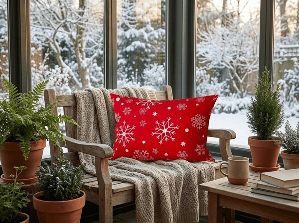 Obliečka na vankúš z mikrovlákna SNOWFALL 50x70 cm, červená