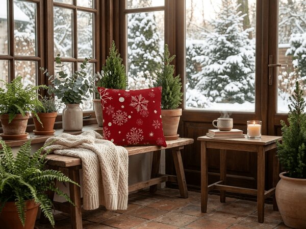 Obliečka na vankúš z mikrovlákna SNOWFALL 45x45 cm, červená