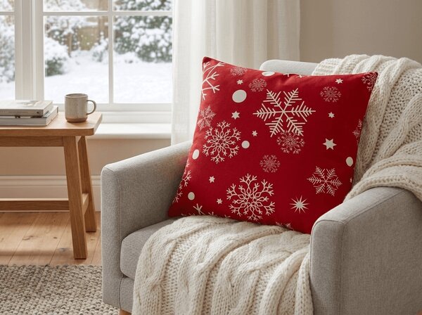 Obliečka na vankúš z mikrovlákna SNOWFALL 45x45 cm, červená