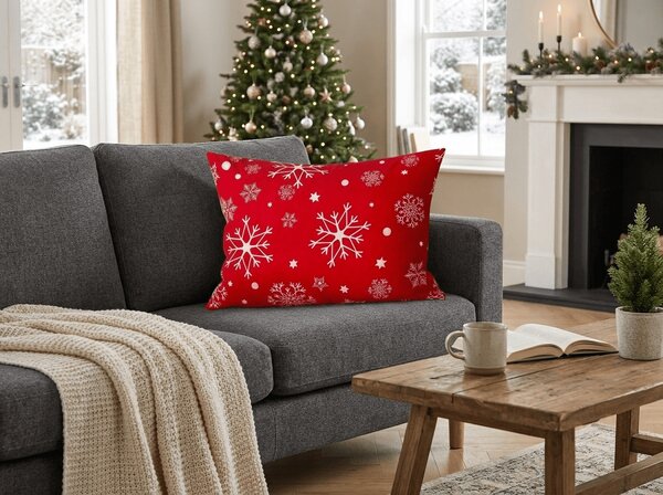 Obliečka na vankúš z mikrovlákna SNOWFALL 50x70 cm, červená