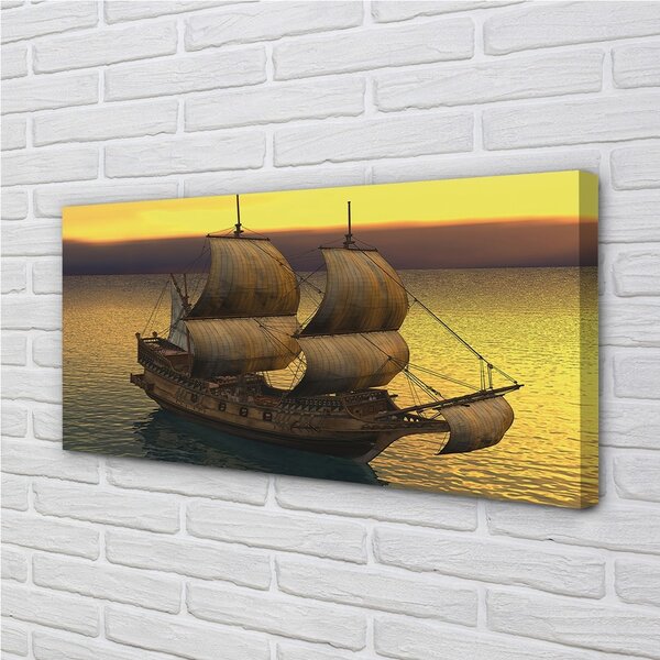 Obraz canvas Yellow sky ship sea 100x50 cm