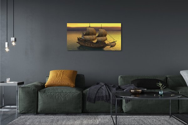 Obraz canvas Yellow sky ship sea 100x50 cm