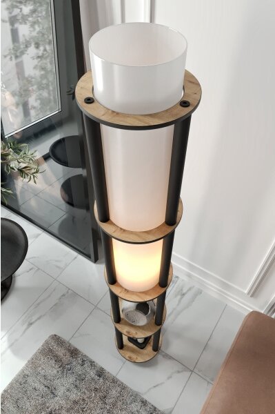 Stojacia lampa s poličkami NOTO 1xE27/40W/230V béžová/čierna